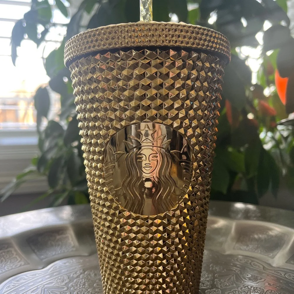 STARBUCKS Holiday 2022 Gold Studded Bling 16oz Tumbler - Picture 1 of 4